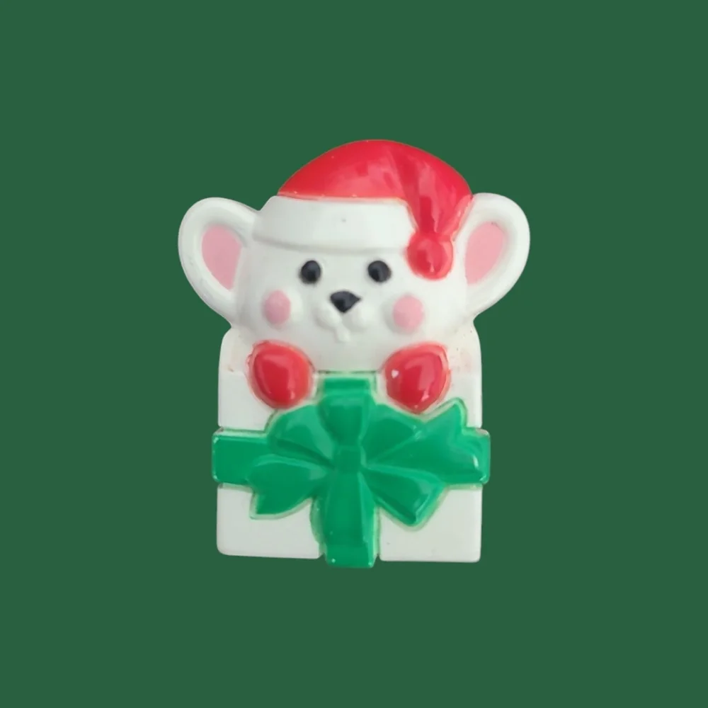 Vintage Avon Festive Mouse Brooch - Red, Green, White